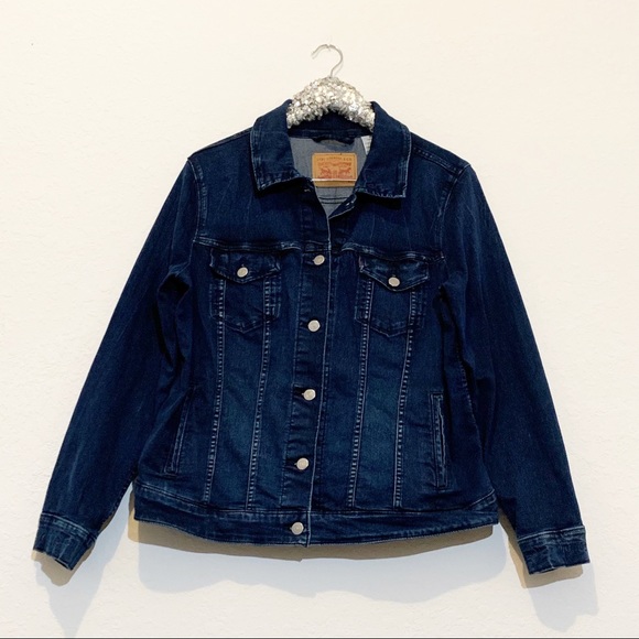 Levi’s Blue Dark Wash Denim Jean Jacket Size XL - Picture 5 of 12